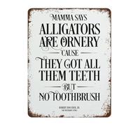 HDKYSWBUEJ Humorous Animal Sign Metal Tin Sign Alligators Are Ornery Vintage Funny Wall-Art for Man Cave 8 X 12 in