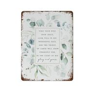 HDKYSWBUEJ Hymn Lyric Metal Sign Turn Your Eyes Upon Jesus Vintage Tin Plaque Inspirational Wall-Art for Home Office 12 X 16 Inch