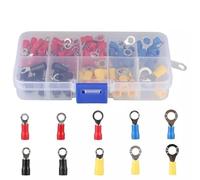 HDKYSWBUEJ Kit de 102 terminales de Cable Circulares en Caja con Conector de Horquilla de Anillo de crimpado eléctrico Aislado, Tubo retráctil, Surtido