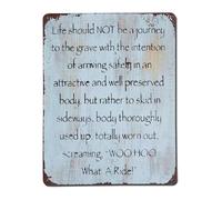 HDKYSWBUEJ Life Should Not Be A Journey to The Grave Tin Sign Vintage Style Motivational Quote for Wall 8 X 12 in