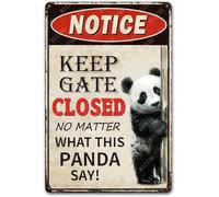 HDKYSWBUEJ Panda Crossing Sign Keep Gate Closed At All Times Vintage Funny Metal Tin Sign for Garden Yard Nursery Decor 8 X 12 in