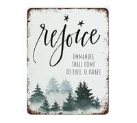 HDKYSWBUEJ Religious Gift Metal Tin Sign O Come Emmanuel Vintage Christmas Hymn Wall Decor for Home 8 X 12 in