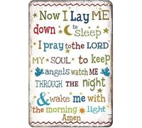 HDKYSWBUEJ Religious Metal Sign With Now I Lay Me Down to Sleep Prayer For Bedroom Nursery Faith Decor 8 X 12 in