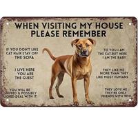 HDKYSWBUEJ Retro Humorous Dog Sign Remember the Dog Lives Here Metal Tin Plaque Rustic Decor for Dog Lovers Home 8 X 12 in