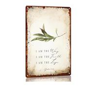 HDKYSWBUEJ Scripture Wall-Art Metal Tin Sign I Am The Way The Truth and The Life for Home and Decor 8 X 12 in