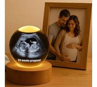 HDLOVE Bola De Cristal Personalizada Con Lámpara Po, Marcos For Ecografías, Foto En Cristal 3D Grabada A Medida, Regalo Ideal For Futuros Padres(8cm Warm Light)