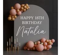 HDLOVE Calcomanía De Pared Personalizada Con Nombre Y Edad Para Feliz Cumpleaños, Calcomanía De Vinilo Para Arco De Globos, Tabla De Vela O Pared Para Cumpleaños, Baby Shower(31.49X14.96inch)
