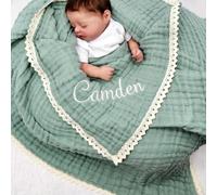 HDLOVE Manta de Muselina 105x105cm Personalizada para Bebé, Regalo para Baby Shower, Unisex, Talla Única, Color Sólido, Algodón, Transpirable, Suave, Verano