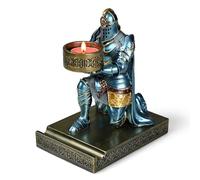 HDMbigmi King's Guard - Portavelas de resina para candelabro de caballero arrodillado, soporte para teléfono móvil, soporte para bolígrafo, soporte para restaurante, altar, mesa de casa (azul)