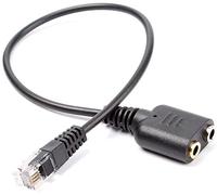 HDME - Cable de audio RJ11 a doble toma para auriculares (3,5 mm, hembra, 15 cm)