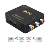 HDMI a RCA, GANA 1080P HDMI a AV 3RCA CVBs Video Compuesto Audio Adaptador Soporte PAL / NTSC con cable de carga USB (Negro)
