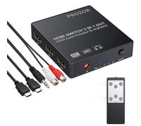 HDMI Convertidor Switch 3x1 con Extractor de Audio Salida Analógica Óptica Toslink SPDIF Soporte 4K 3D con Mando IR Cable HDMI Cable USB y 3.5mm Macho a 2 Cables Hembra RCA Para Blu-ray DVD PS4 TV