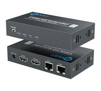 HDMI KVM IP Extender 120m über LAN - HDMI over IP mit PoE Many to Many, IR-Fernbedienung, Hotkey-Switching, Local Loop Out, Plug & Play, 1080P@60Hz