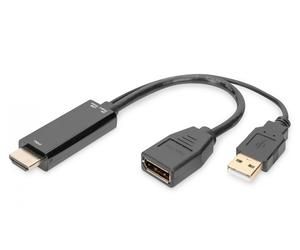 HDMI M to DP F with external Power 4K@30Hz. 0,2 m Black