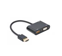 HDMI MACHO A HDMI HEMBRA + VGA HEMBRA + CABLE ADAPTADOR DE AUDIO NEGRO