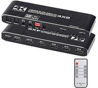HDMI Matrix 4x2 4K @ 60Hz HDR Switch Splitter 4 en 2 salidas YUV 4:4:4 Óptica SPDIF + Jack 3,5 mm Extractor Audio Switch HDMI
