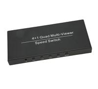 HDMI Multiviewer Switch 4x1, HDMI Quad Seamless Switcher 4 en 1 Salida con Control Remoto IR, Compatible con 1080P 60Hz para Imágenes de Vigilancia de Cámaras de Seguridad (Enchufe de la UE)