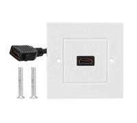 HDMI Single Gang Wall Plate with Built in Cable US Standard Keystone Jack Faceplate for In Wall Home Theater Office AV Installations Low Profile Flush Mount Design