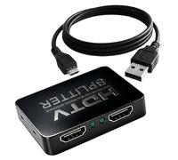 HDMI Splitter 1 In 2 out para Espejo Simultáneo, 4K HDMI Distribuidor HDMI Splitter 2 Monitores, HDMI Doble Conector para Distribución de Señal de Audio y Video
