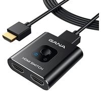 HDMI Splitter 4K 60Hz GANA HDMI Switch 2 in 1 Out HDMI Switcher 1 in 2 Out with 1m Kabel mit 1m Kabel Aluminiumgehäuse HDCP2.2 UHD 3D für PS5/4, Xbox, Blu-Ray DVD, Fire TV Stick, Chromecast, Monitores