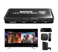 HDMI Switch 3 en 1 Out 4K 120Hz HDMI Splitter con mando a distancia, 8K 30Hz HDR10+ CEC HDCP2.3, Distribuidor Conmutador para PS5/PS4/3, Xbox, Switch, Blu-ray, PC, Beamer, TV, Adaptador Hub