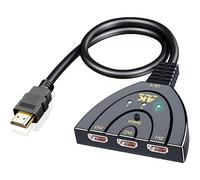 HDMI Switch 3 en 1 Salida,4K@30Hz HDMI Splitter,3 Puertos HDMI Hub Soporta Full HD 4K 1080P 3D Player Compatible con Roku Fire TV Stick HDTV PS4/PS5 Xbox One Chromecast,Compatible con Mac/Win/Linux