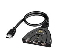 HDMI Switch 3 Puertos Interruptor Selector Divisor Manual 3 Entradas a 1 Salida HDMI Switcher Full HD apoyado con un cable de alta velocidad