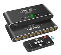 HDMI Switch 4K 5X1, HDMI Splitter con Control Remoto, Splitter HDMI 5 Entradas a 1 Salida Soporta 4K 3D UHD 1080P, Aluminio Duplicador HDMI Compatible para PS5/PS4, Xbox, TV, DVD, BLU-Ray Player