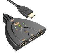 HDMI Switch 4K, Conmutador HDMI 3 Entradas a 1 Salida con Cable 40cm, Splitter 4K UHD 1080P 3D HDR Compatible con TV PC Portátil Consolas BLU-Ray y Proyector