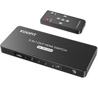 HDMI Switch 4K, HDMI Splitter 5 en 1 Salida con Mando Soporta 4K, 3D y UHD, 5x1 Conmutador Switch Automático para PS5, PS4, PS3, Xbox, BLU-Ray, Roku, DVD, DVR, PC, TV, Proyector