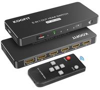 HDMI Switch 5 Entradas 1 Salida, 4K HDMI Splitter con Mando 5x1 Automático Soporta 4K, 3D y UHD, Conmutador HDMI para PS5, PS4, PS3, Xbox, BLU-Ray, Roku, DVD, DVR, PC, TV
