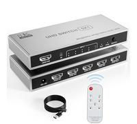 HDMI Switch 5 Entradas a 1 Salida, 8K@60Hz HDMI Splitter con IR Mando, Aluminio Conmutador HDMI Soporta 3D HDR10 HDCP2.3 VRR, HDMI 2.1 Switcher Selector Box para PS5/4/3, PC, DVD, BLU-Ray, Xbox, TV