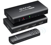 HDMI Switch 5 in 1 out 4K@60Hz, GANA HDMI Splitter Switcher with Remote, Aluminum 2.0 Switch Box Hub for 3D, HDCP2.2, HDR, Compatible with Xbox, PS5/4/3,Fire Stick,Roku,BLU-Ray Player, Black