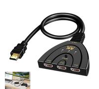 HDMI Switch, Conmutador HDMI 3 entradas 1 Salida 4K HDR 3D con botón para HDTV Xbox Apple TV Fire Stick Soporte Full HD duplicador Splitter portátil Compacto para Monitor TV proyectorc