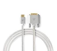 HDMIT Cable | HDMIT Connector | DVI-D 24+1-Pin Male | 2560x1600 | Gold Plated | 2.00 m | Braided | Silver | Cover Window Box