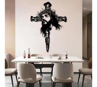 HDMOZUYT Arte de Pared con Cruz de Jesús de Metal, Arte Cristiano de Metal, decoración para el hogar con Cruz de Jesús, Cruces Colgantes, Decoraciones de crucifijos Grandes para Iglesia (Negro, 2,24