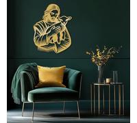 HDMOZUYT Arte de Pared de Metal de Jesús sosteniendo un Cordero, decoración de Pared de Metal de Jesús el Buen Pastor, Arte Cristiano Inspirador, decoración Religiosa rústica de Granja para Sala de e