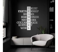 HDMOZUYT Arte Mural Trabajo en Equipo: Citas Inspiradoras, Letras metálicas, decoración para el hogar y la Oficina (Plateado, 71 cm de Largo x 66 cm de Ancho)