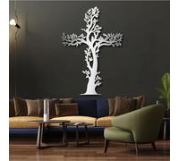 HDMOZUYT Cruz de Jesús de Metal para Pared, decoración de Pared con Ramas de árbol de Metal, Cruz Cristiana, decoración de Pared con Cruces de Metal, para Sala de Estar, Dormitorio, Oficina, Iglesia