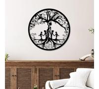 HDMOZUYT Cuadro Decorativo de Pared Madre con Hijos, Árbol de la Vida de Metal, Decoración de Pared de Metal con el Árbol de la Vida para baño, Cocina, Sala de Estar, Dormitorio, Interior y exterio