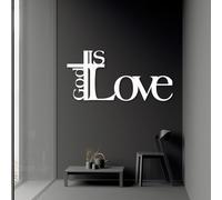 HDMOZUYT Decoración de Pared metálica Dios es Amor, Cruz y Jesús, Arte Cristiano del Señor Jesús, decoración Religiosa Cristiana Moderna para Sala de Estar, Dormitorio, Iglesia y hogar (Blanco, 48