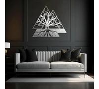 HDMOZUYT Decoración de Pared vikinga de Metal, Arte de Pared de Metal del árbol de la Vida, decoración vikinga nórdica, decoración pagana nórdica, decoración de Pared pagana, Escultura de Pared del á