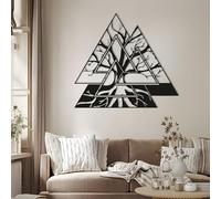 HDMOZUYT Decoración de Pared vikinga de Metal, Arte de Pared de Metal del árbol de la Vida, decoración vikinga nórdica, decoración pagana nórdica, decoración de Pared pagana, Escultura de Pared del