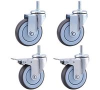 HDMOZUYT Ruedas de Goma Resistentes con Rosca M12, silenciosas, de 3'', 4'' y 5 Pulgadas, 300-400 kg, para Transporte Industrial, con Freno, universales, giratorias, para Muebles, 4 Unidades (tamaño: