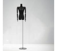 HDMOZUYT Torso de maniquí Femenino de Altura Ajustable, con Brazo Desmontable, Modelo articulado, Torso sujetable con alfileres para exhibición de Ropa, Tienda de Costura, Beige A1 (Negro B2)