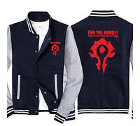 HDOEHLXF Chaquetas Y Sudaderas De Béisbol Para Hombre For The Horde Print Camisetas De Ciclismo De Moda Traje De Vuelo De Chaqueta De Béisbol Suave Cárdigan Deportivo-Grey||l