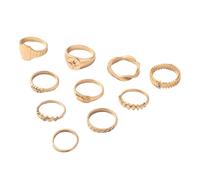 HDOYTXXM 10 piezas elegantes de oro/plata chapado en oro / plata anillos conjunto de formas irregulares gemelos geométricos para mujeres y niñas uso diario oro/plata anillo de chapado conjunto, como