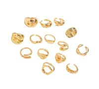 HDOYTXXM 12pcs Perlas con Geométrico Openwork Rings Collection Mezcla ligera y coincidente Dedos irregulares Dedos Dedos Decoran Elegante Cluster Fiesta de Noche, como se describe