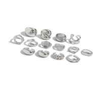 HDOYTXXM 12pcs Perlas con Geométrico Openwork Rings Collection Mezcla ligera y coincidente Dedos irregulares Dedos Dedos Decoran Elegante Cluster Fiesta de Noche, como se describe