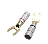 HDOYTXXM 2 conectores chapados en oro de 4 mm con forma de horquilla de banana para resistencia mínima de cable auditivo